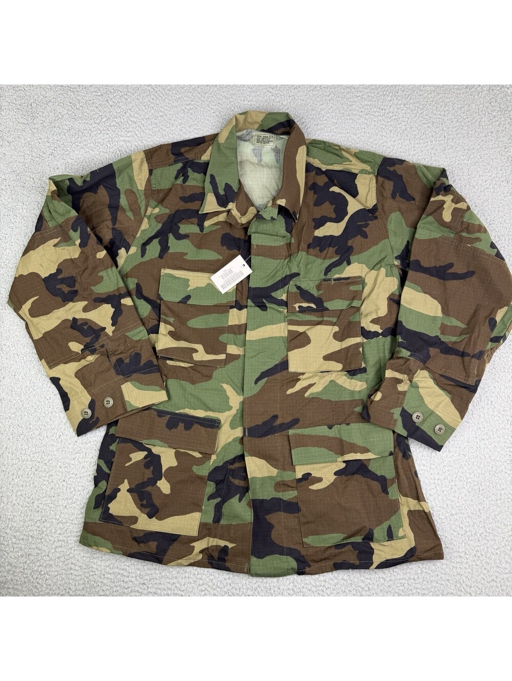Vintage US Army Coat Hot Weather Woodland Camo Medium Regular Combat 90s Y2K